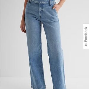 NWT express high waisted medium wash wide jeans 14 r